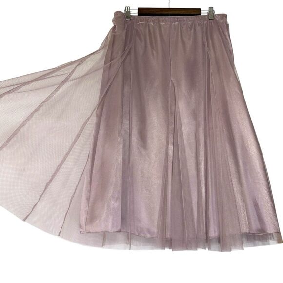 NWOT Alex Evenings Skirt L Layered Satin Tulle Muted Pink‎ Balletcore Midi Tutu - Picture 1 of 8